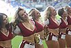 Die Rhein Fire Pyromaniacs und die Frankfurt Galaxy Dancers beim Halbfinale in Duisburg am 17.09.2023