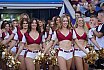 Die Rhein Fire Pyromaniacs und die Frankfurt Galaxy Dancers beim Halbfinale in Duisburg am 17.09.2023
