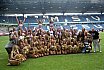 Die Rhein Fire Pyromaniacs und die Frankfurt Galaxy Dancers beim Halbfinale in Duisburg am 17.09.2023